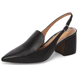 XYD Women Pointed Toe Block Heel Slingback Loafer